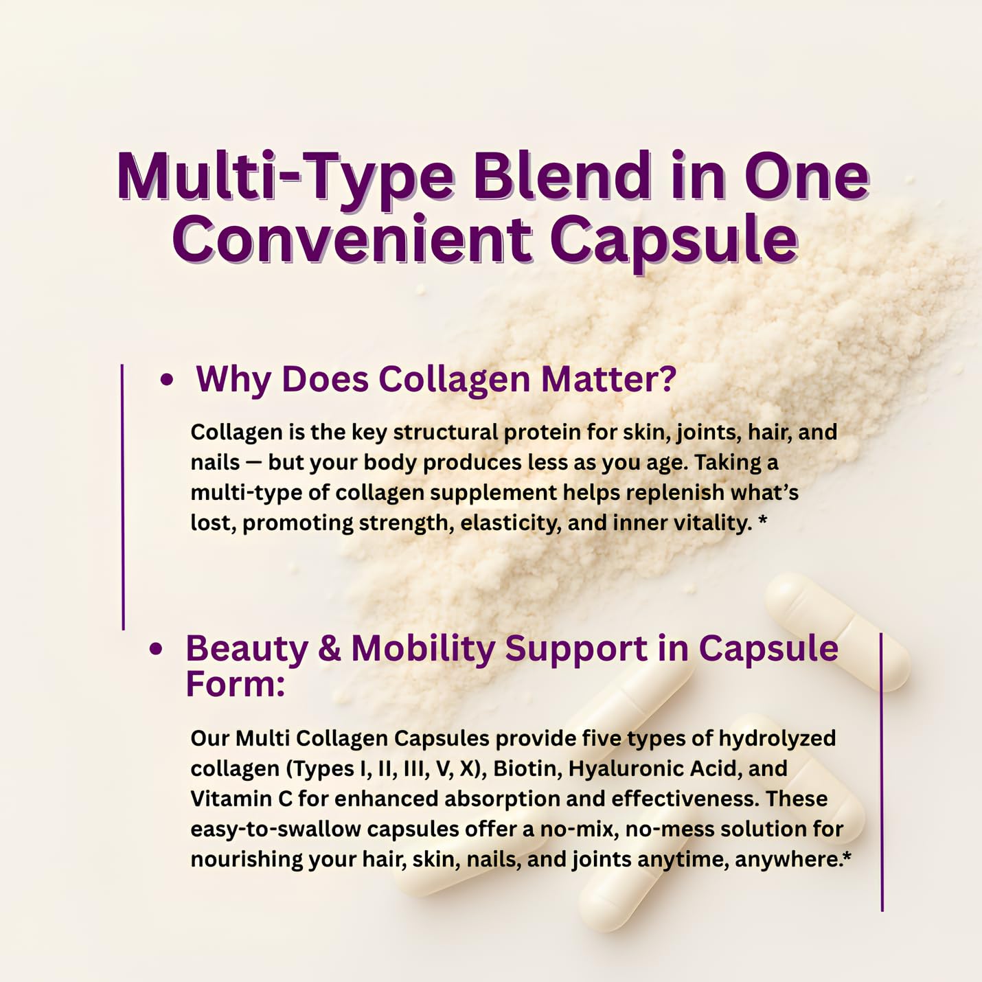 Micro Ingredients Multi Collagen Pills for Women & Men, 240 Capsules | Type I, II, III, V, X - Hydrolyzed Collagen Peptides with Biotin, Hyaluronic Acid & Vitamin C | Hair, Skin, Nail & Joint Support