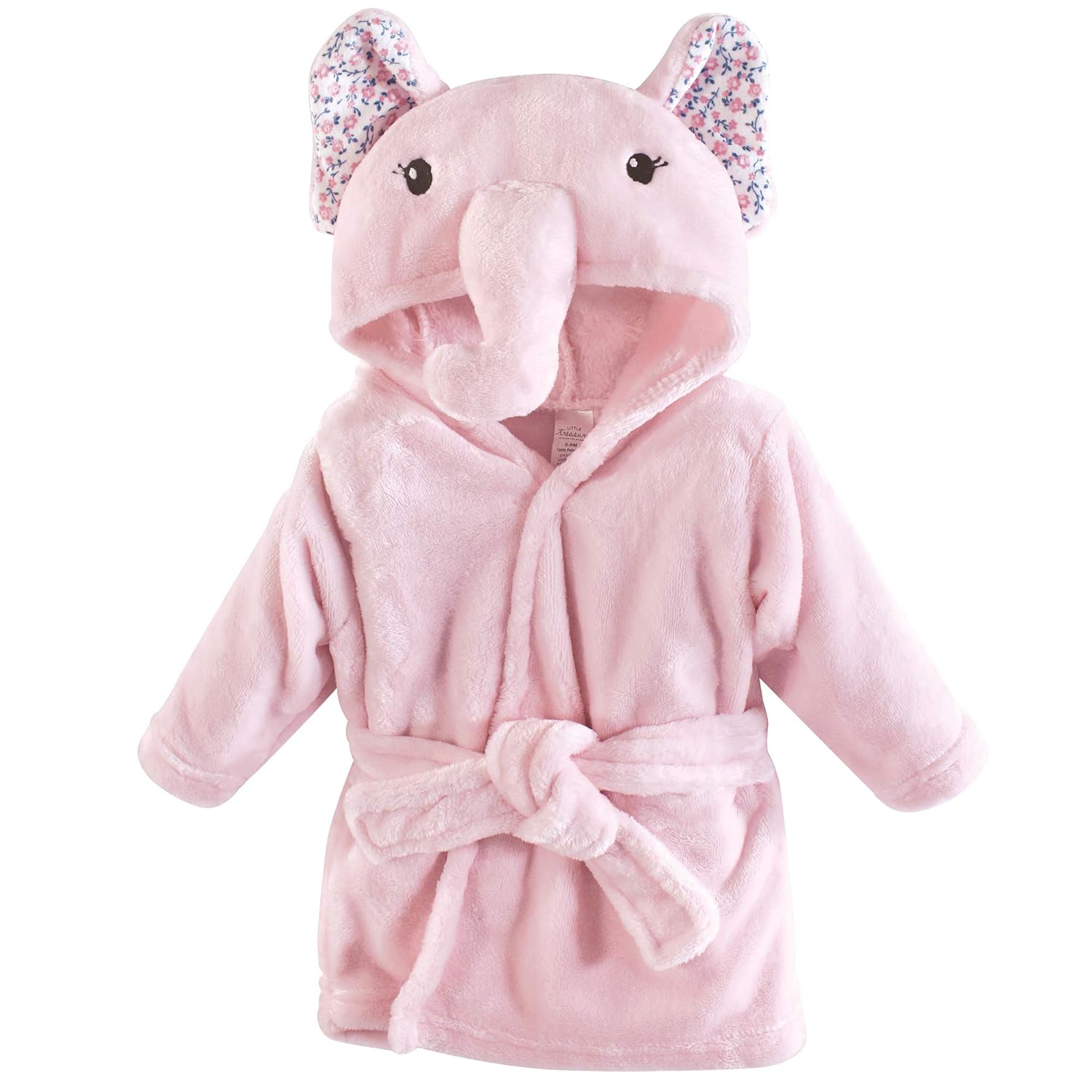Little Treasure Unisex Baby Plush Bathrobe, Floral Elephant, 0-9 Months: Baby