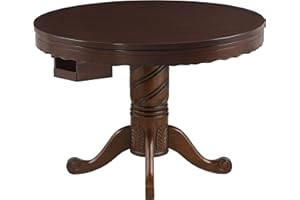 COASTER FINE FURNITURE Coaster Home Furnishings - Turk - Engineered Wood - Round 3-in-1 Game Table - Traditional Style, Felt-Lined Poker Surface, Bumper Pool, Wooden Dining Surface - Dining Room - Tobacco - 100871