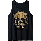 Skull USA Birthday Rugged Grunge 250 Quarter Millennium Men Tank Top
