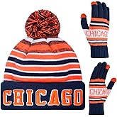 Vintage Classic Skull Cap 3D Embroidery Beanie Cuffed Winter Hat Knit Comes with Warm Gloves Gifts for Men Women Fans