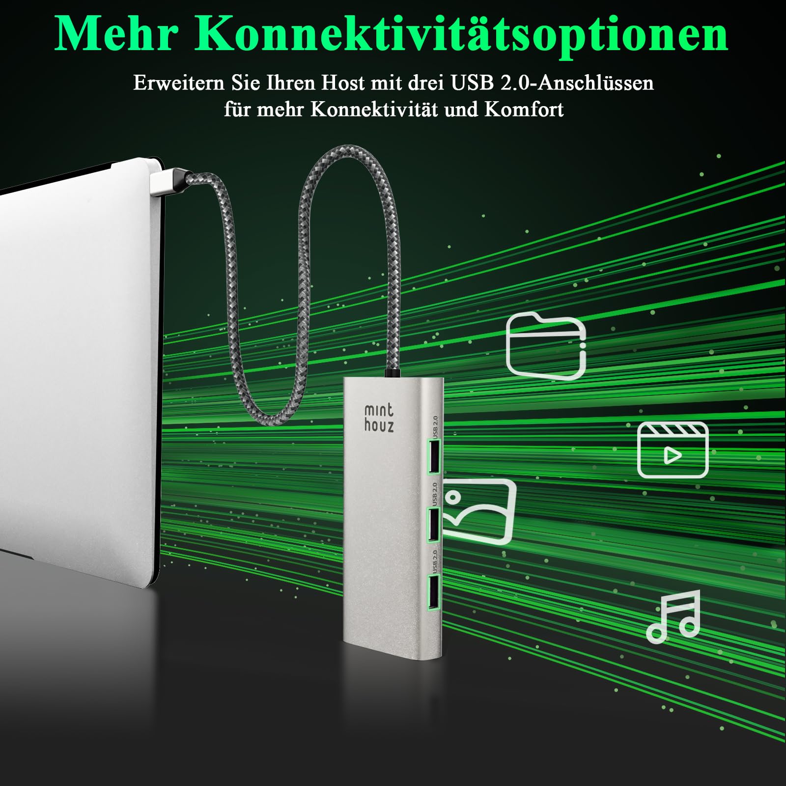 Minthouz USB C Docking Station,7-IN-1 USB Hub mit 4K@60Hz HDMI,8K@60Hz DP1/2, VGA, 3xUSB2.0 Multiport Adapter für Dell/HP/Lenovo/Thinkpad, Kompatibel mit Mac/Windows/Chrome OS/Linux/Android/iOS 9