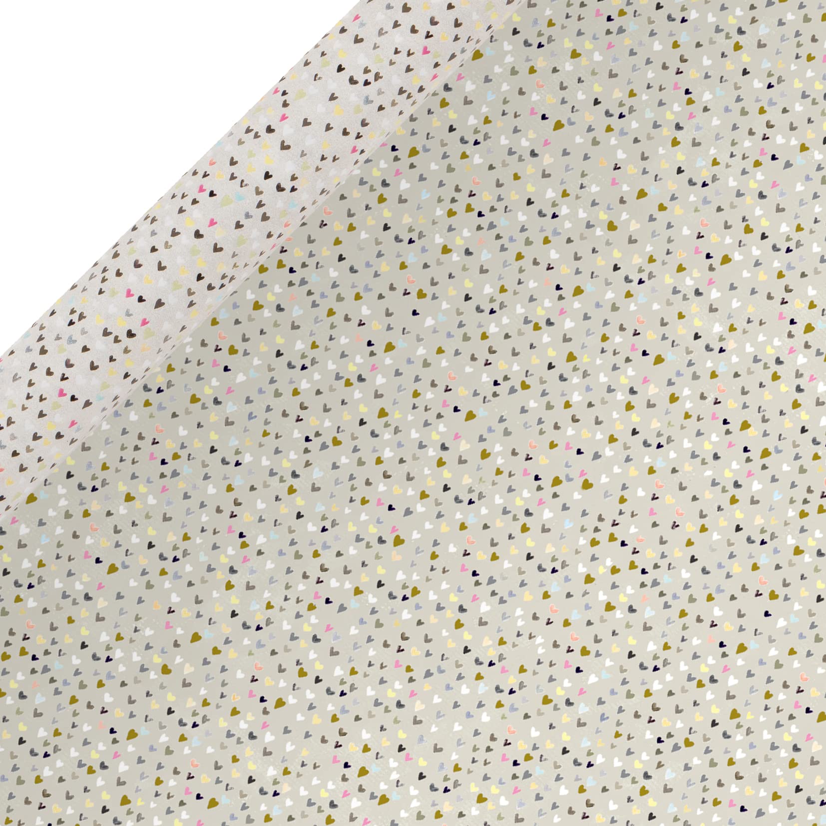 Glick Luxury Roll Wrap, Hearts Wrapping Paper, 4 metres x 70 cm, Suitable for Birthdays, Engagement, Weddings, Cream