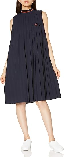 Amazon Co Jp フレッドペリー ワンピース Pleated Dress F8571 レディース Navy Uk 10 日本サイズm相当 服 ファッション小物