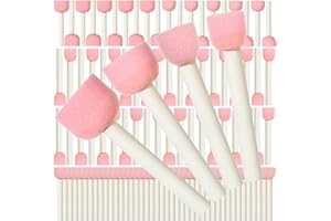 Harloon 100 Pcs 4 Assorted Sizes Round Sponge Paint Brush for Craft Painting Sponge Paint Tools for Art, Pink