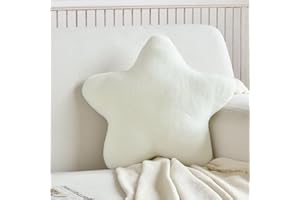TESICA Star Pillow Star Shaped Throw Cushion Plush Cute Pillows, 15.7x15.7 Inches Decorative Bolster Cushion for Sofa, Living, Bedroom Cream White