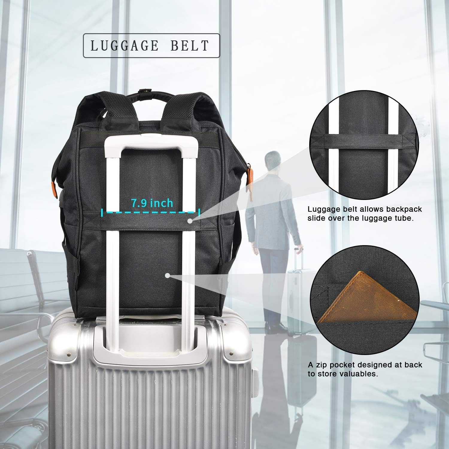 BRINCH Laptop Backpack 17.3 Inch Wide Open Computer Backpack Laptop Bag College Rucksack Water Resistant Business Travel Backpack Multipurpose Casual Daypack with USB Charging Port for Women Men,Black: Computers & Accessories