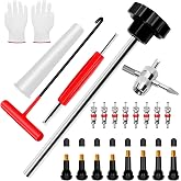 22PCS Tire Valve Stem Tool&ndash;Quick Change Valve Installer Kit with TR413/TR414 Valve Stems,Valve Stem Removal Tool,4-Way Valve Core Removal Tool,T-Handle Puller,Push Rod&amp;Gloves&ndash;Fits Cars,Trucks and More