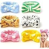 ZMOIVOK 6 Pcs Spa Headband for Washing Face,Skincare Headband with Removable Bow,Furry Face wash Headbands,makeup Headbands for Women,Teen,Girls,Christmas Gifts