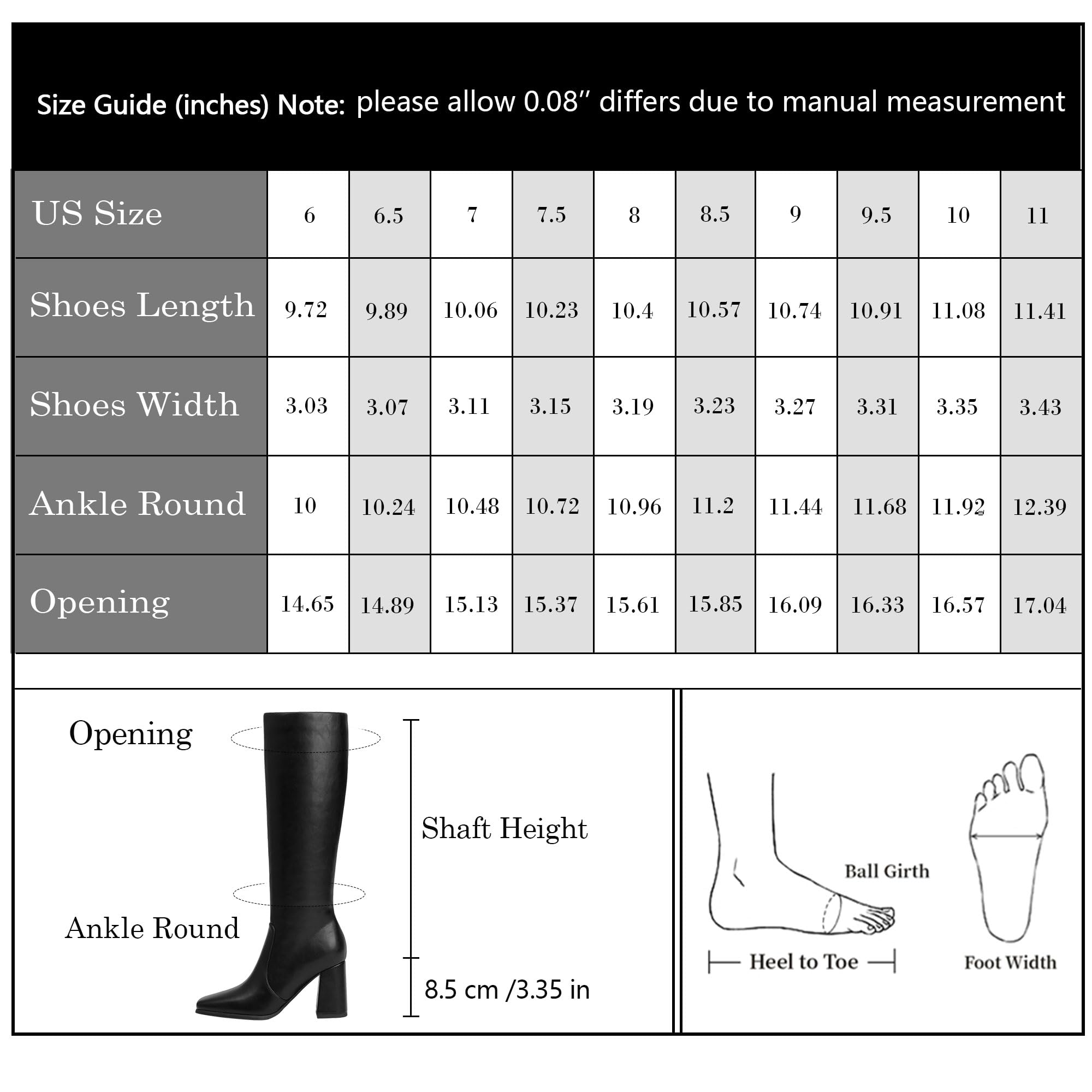 Modatope Knee High Boots Women Chunky Heel Square Toe Heeled Tall Boot for Women Fashion Side Zipper Long Boot