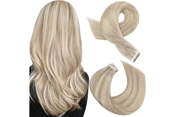 Moresoo Blonde Tape in Hair Extensions Human Hair Blonde Hair Extensions for Women Tape in Highlight Tape Extensions Straight