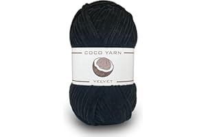 COCO YARN Velvet Yarn for Crocheting – CocoYarn - Chenille Chunky Yarn for Hand Knitting, Fluffy Soft Plush Jumbo Amigurum Super Bulky Baby Blanket Yarn for Crochet Size 6 100g (131yds) ((Black-11))