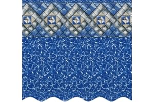 Smartline 24 ft Round Swimming Pool Liner | Manor | Beaded Style | 52 Inch Wall Height | 25 Gauge Heavy Duty Virgin Vinyl | Designed for Esther Williams and Johnny Weissmuller Pools