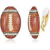 HESSAWELL Sport Clip on Earrings Football Basketball Soccer Basrball Earrings for Women Non Pierced Earrings