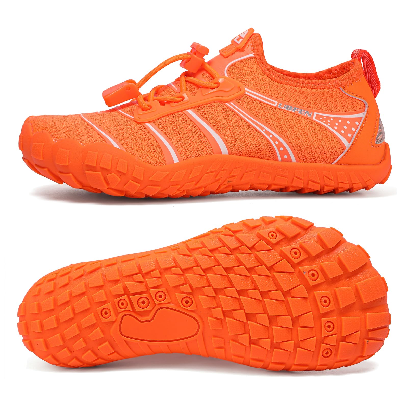 UBFEN Water Shoes for Kids Boys Girls Aqua Socks Barefoot Beach Sports Swim Pool Quick Dry Lightweight Toddler Little Big Kid G Orange 7 Big Kid Image