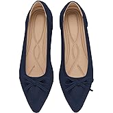 TINGRISE Women's Flats Pointed Toe Bow Knit Ballet Shoes Comfortable Dressy Mesh Slip On Flat