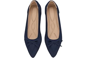 TINGRISE Women's Flats Pointed Toe Bow Knit Ballet Shoes Comfortable Dressy Mesh Slip On Flat