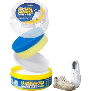 White Shoes Clean Cream, 210g Shoe Cleaner Kit with Dual-Clean Sponge | No-Wash, Instant Stain Removal for White Shoes, Leath