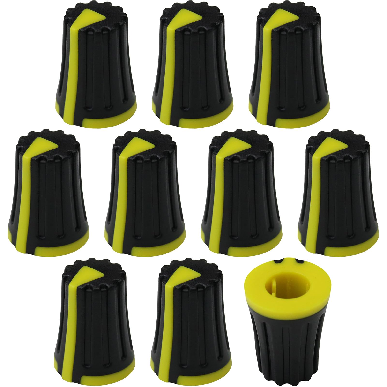 6mm D-Shaft Hole Triangle Indicator Plastic Flared Control Knob Pack of 10 (Yellow)