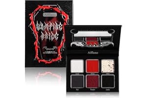 Afflano Red Black Eyeshadow Goth Makeup Palette, Vampire Blood Red Halloween Makeup Palette, Burgundy Dark Smokey Eye Shadow Palette Pigmented, Smoky Eyes Black Red Eyeshadow Costume Clown SFX Makeup