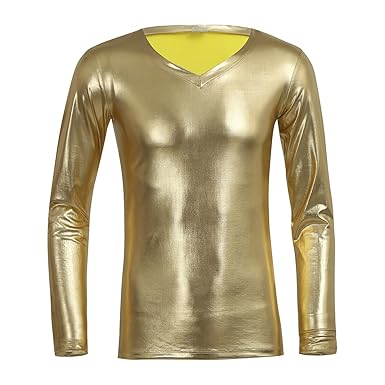 CHICTRY Herren Slim Fit Metallic Glatt T Shirt Tops Unterwäsche Reizwäsche Kunst Leder Unterhemd Clubwear Muskelshirt M L XL