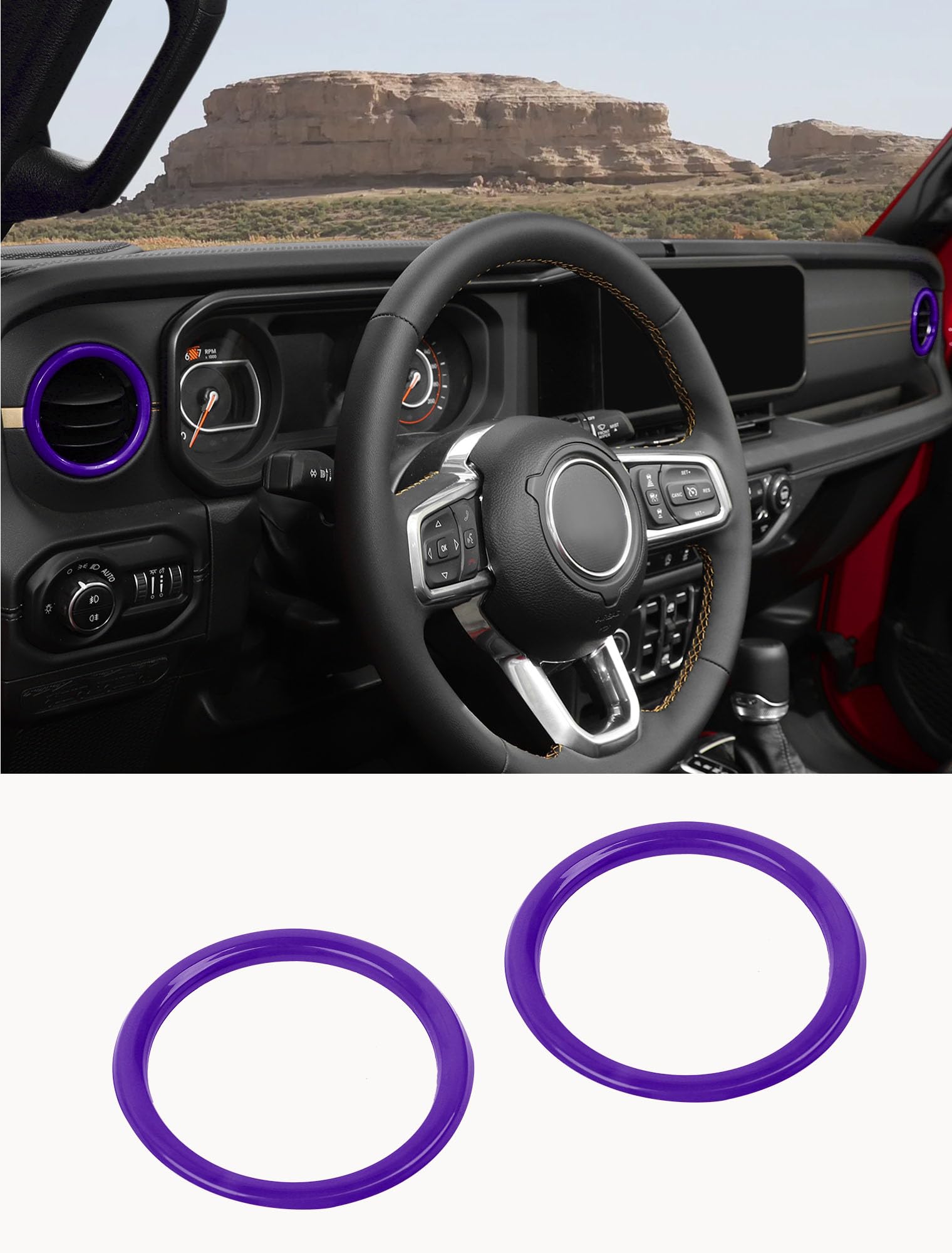 Photo 1 of Savadicar HVAC Air Vent Trim Covers for 2024+ Jeep Wrangler (JL) & Gladiator (JT) - Upgrade Your Ride Style with 2 Pcs ABS Dashboard AC Vent Accents, Premium Interior Accessories, Purple