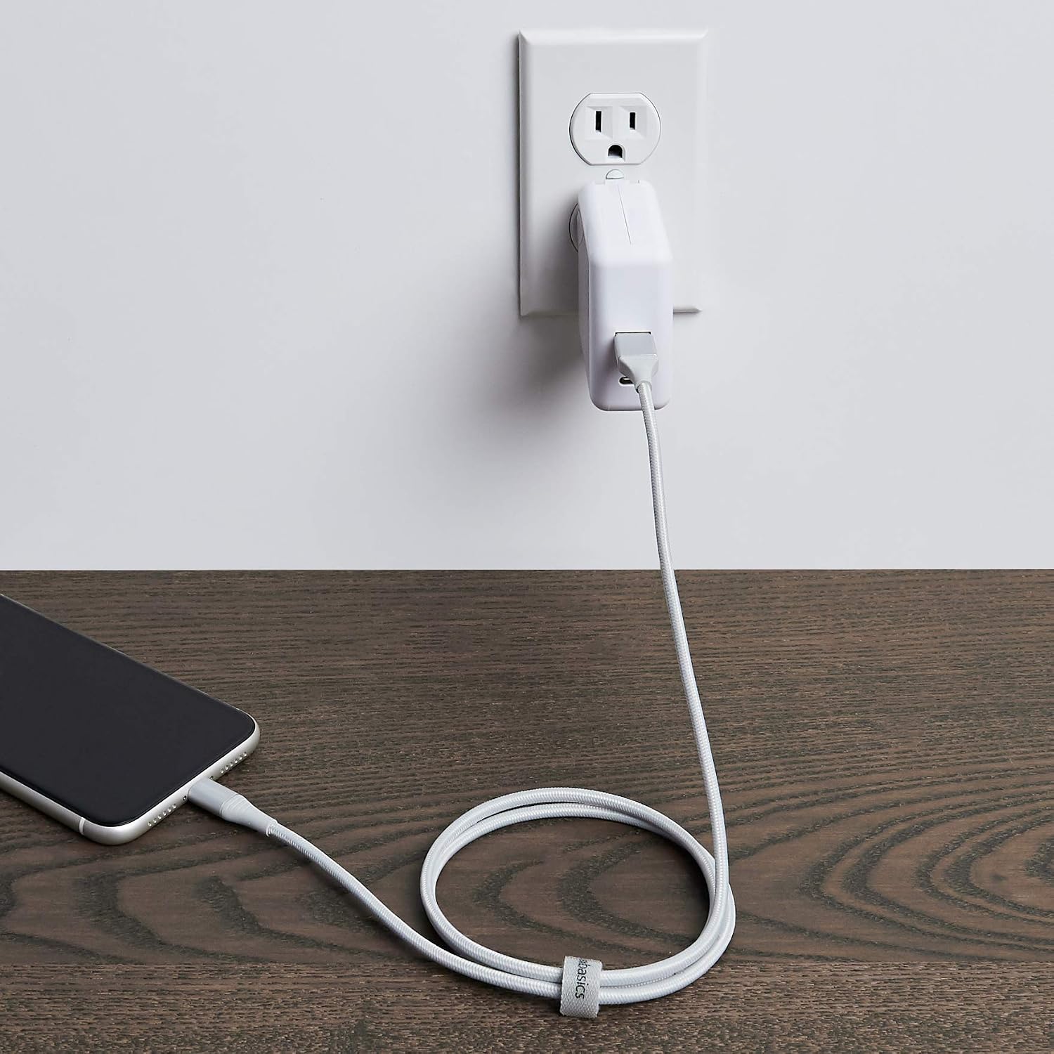 Amazon Basics Double Braided Nylon Lightning to USB-A Cable - Advanced Collection, MFi Certified iPhone Charger, Silver, 0.9 m - Image 5