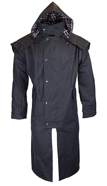 Walker and Hawkes Unisex Reitmantel mit Kapuze - gewachst - Schwarz/Braun - Größen XS bis 3XL