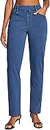 IUGA Straight Leg Jeans for Women Stretchy Pull On Sweatpant Jeans Women High Waisted Bootcut Jean Trendy Denim Pants