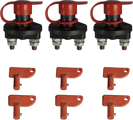 3 Stuck Batterie Trennschalter 2 Polig 300 A Inkl 2 Schlussel Stromschalter 6v 12v 24v Amazon De Auto