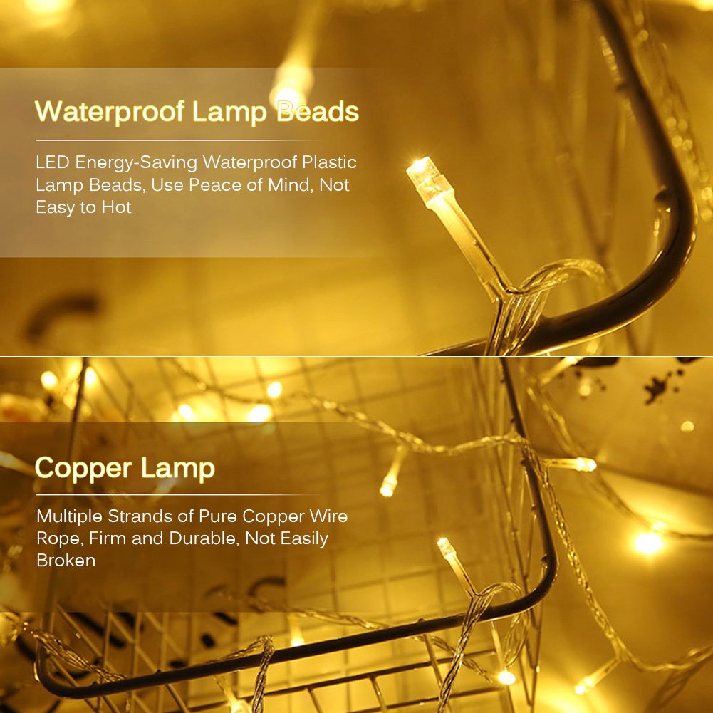 Amteker LED Photo Clip String Lights - 10M 100LED String Lights with 50 Pcs Photo Clips Hanging Photo Frames Light for Home, Wall, Christmas, Party, Bedroom Decorations (with 50 Clip & 20 Nails)