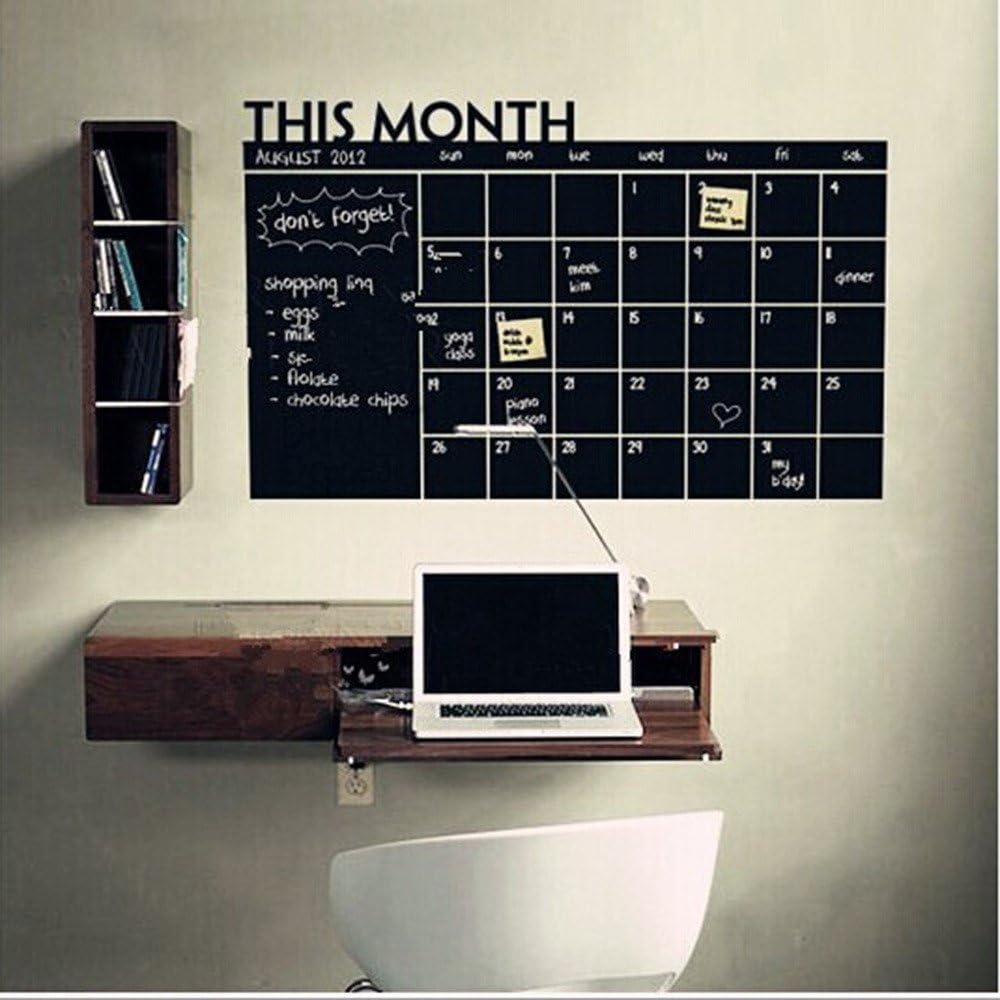 Sunnywill Low Price! Month Plan Calendar Chalkboard Blackboard Vinyl Wall Sticker Office Family