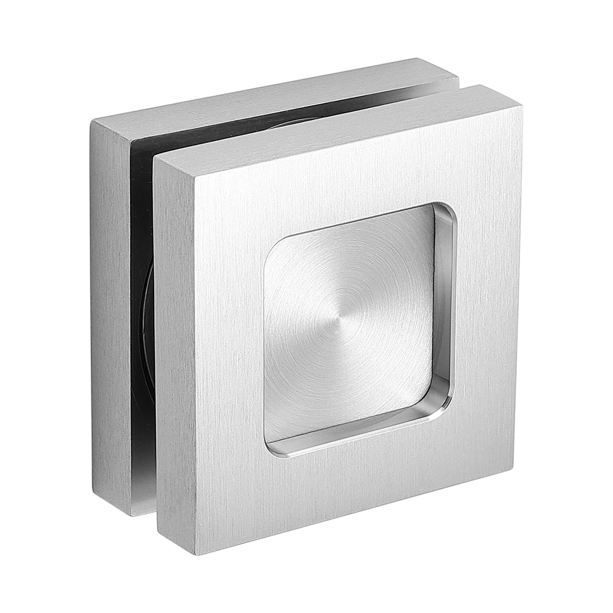Flush Handle for Sliding Door, Square, Colour: Brushed Stainless Steel (Matte), Screwable