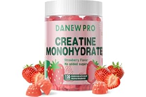 DANEW Pro Creatine Monohydrate Gummies for Men & Women, Creatine Monohydrate for Muscle Strength, Muscle Builder, Energy Boost, Pre-Workout Supplement(120 Count)-Strawberry Flavor