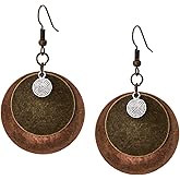MINACHI Bohemian Antique Layered Circular Disc Dangle Drop Earrings, Boho Jewelry Gift for Women