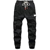 TLAENSON Boys Cargo Pants Cotton Casual Pants Drawstring Loose Jogging Bottoms Elastic Cuffed Cargo Joggers