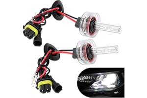 Yumfugu 2 PCS H11 HID Xenon Bulbs, 6000K White Xenon Bulb Replacement, 35W 3200LM HID Light with Stents Base for Car Xenon Bulbs High Low Beam Bulb