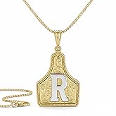 OANM studio Western Cowgirl Initials Gold Necklace, 14k Gold Plated Western Necklace for Women, Non Fading Handmade Valentine's Day Christmas New Year Gift.