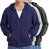 Chicingyou 4 Pack Men's Lightweight Fleece Full Zip up Hoodie Long Sleeve Sweatshirt with Pockets for Men