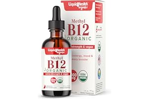 LIQUIDHEALTH Organic Methyl Vitamin B12 Methylcobalamin Liquid Drops with Tart Cherry Juice - Boost Energy, Support Immune System, Improve Memory & Concentration - Vegan, Sugar Free, Non-GMO (2 oz)