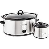 Crockpot Large 8 Quart Slow Cooker with Mini 16 Ounce Food Warmer, Stainless Steel