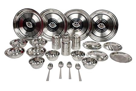 Royal Sapphire Stainless Steel Dinner Set 24 Pcs,Silver