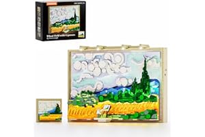 LUMIBRICKS Wheat Field with Cypresses Building Blocks Set with Lights - 3D Wall Art Home & Office Decor - Gift for Adults & V