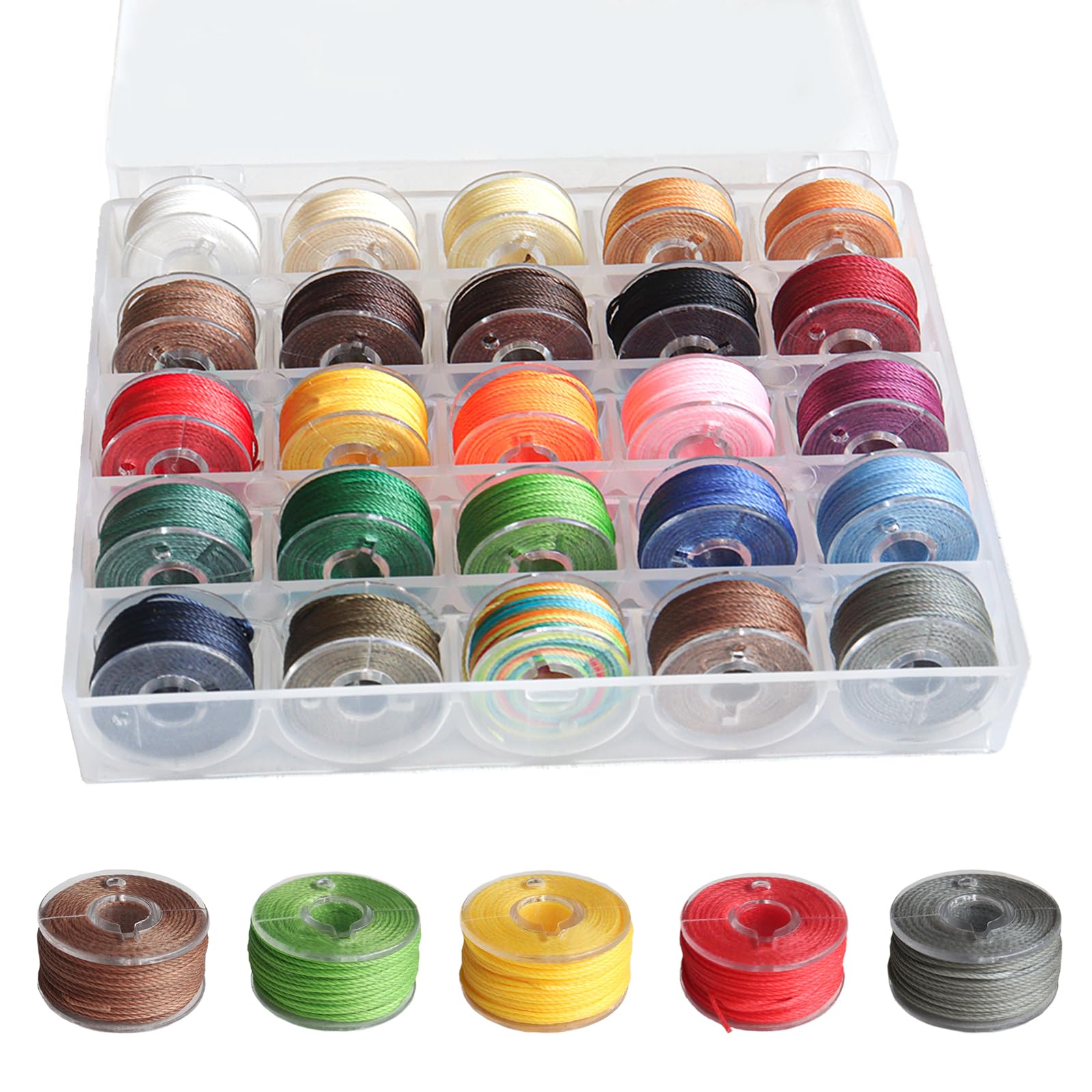 LUBOXIN 25 Rolls Waxed Cord 0.55 mm x 10 m Colourful Waxed Threads Polyester Cord Wax Cord for Jewellery Making Waxed Cotton Cord with Box for Bracelets DIY Crafts Macrame Leather Sewing