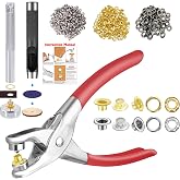 Eyelet Grommet Tool Kit, 1805 Pieces, 1/4 Inch Gold Silver Black Eyelets with Washers, Installation Tools, Pliers, Hole Punch and Punched Pad for Leather, Belt, Shoes, Crafts