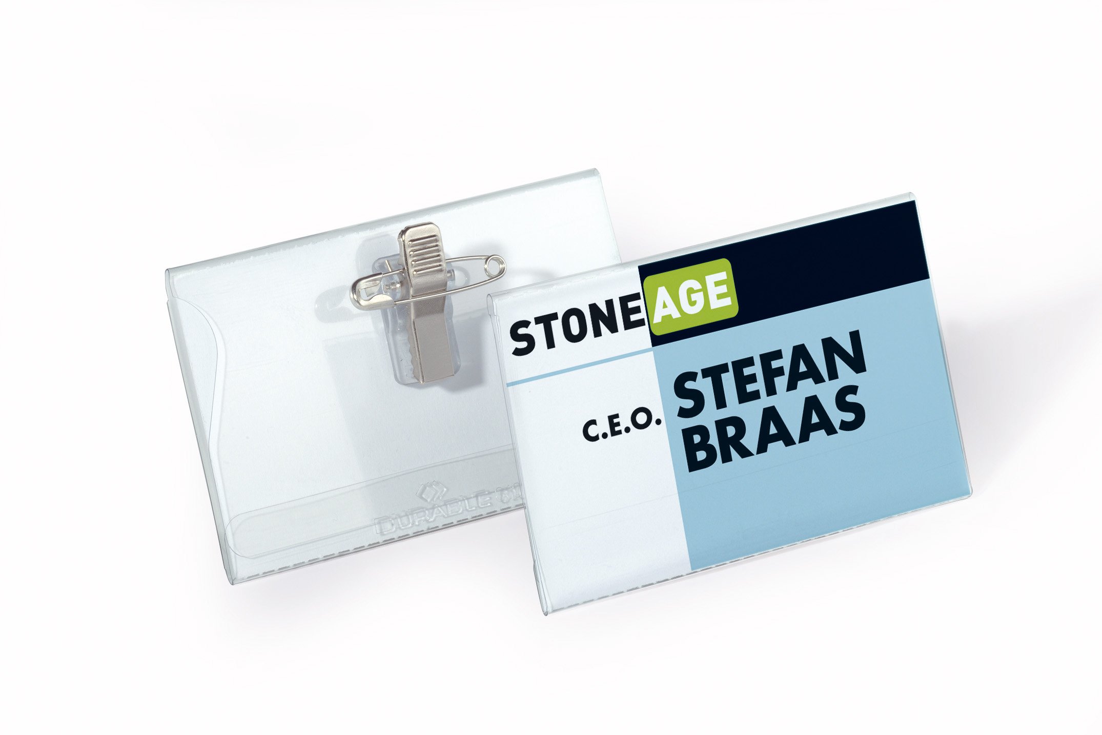 Durable Combi Clip Name Badge, 54 x 90 mm - Transparent, Pack of 5