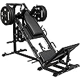 GMWD Leg Press Hack Squat Machine Combo, Leg Exercise Machine with Linear Bearing, 45-Degree Lower Body Special with Weight Storage for Quads, Hamstring, Glutes, Calves, Home Gym Leg Day Equipment