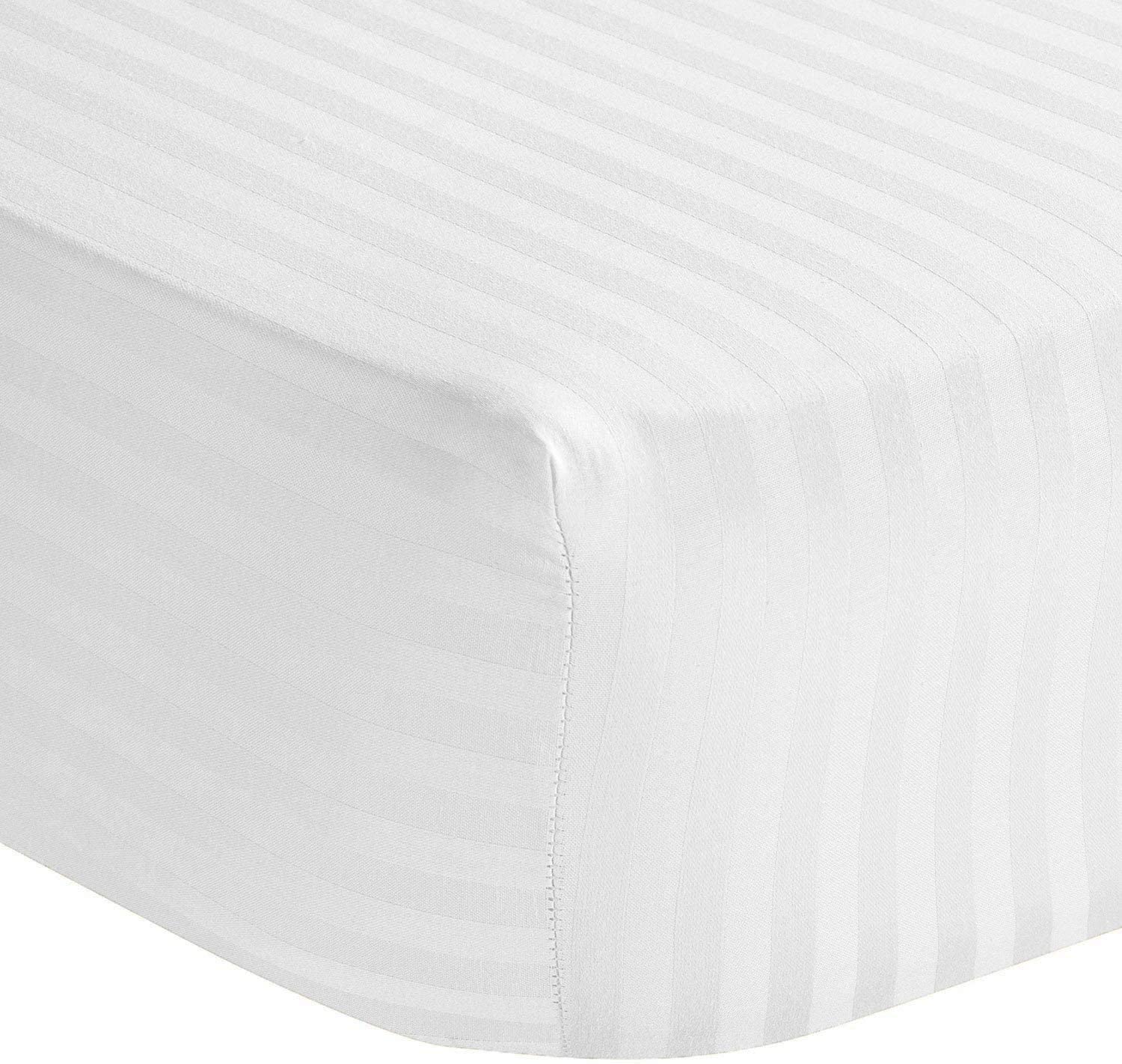 100% Egyptian Cotton 300 Threat Count Fitted Bed Sheets (White, Super King)