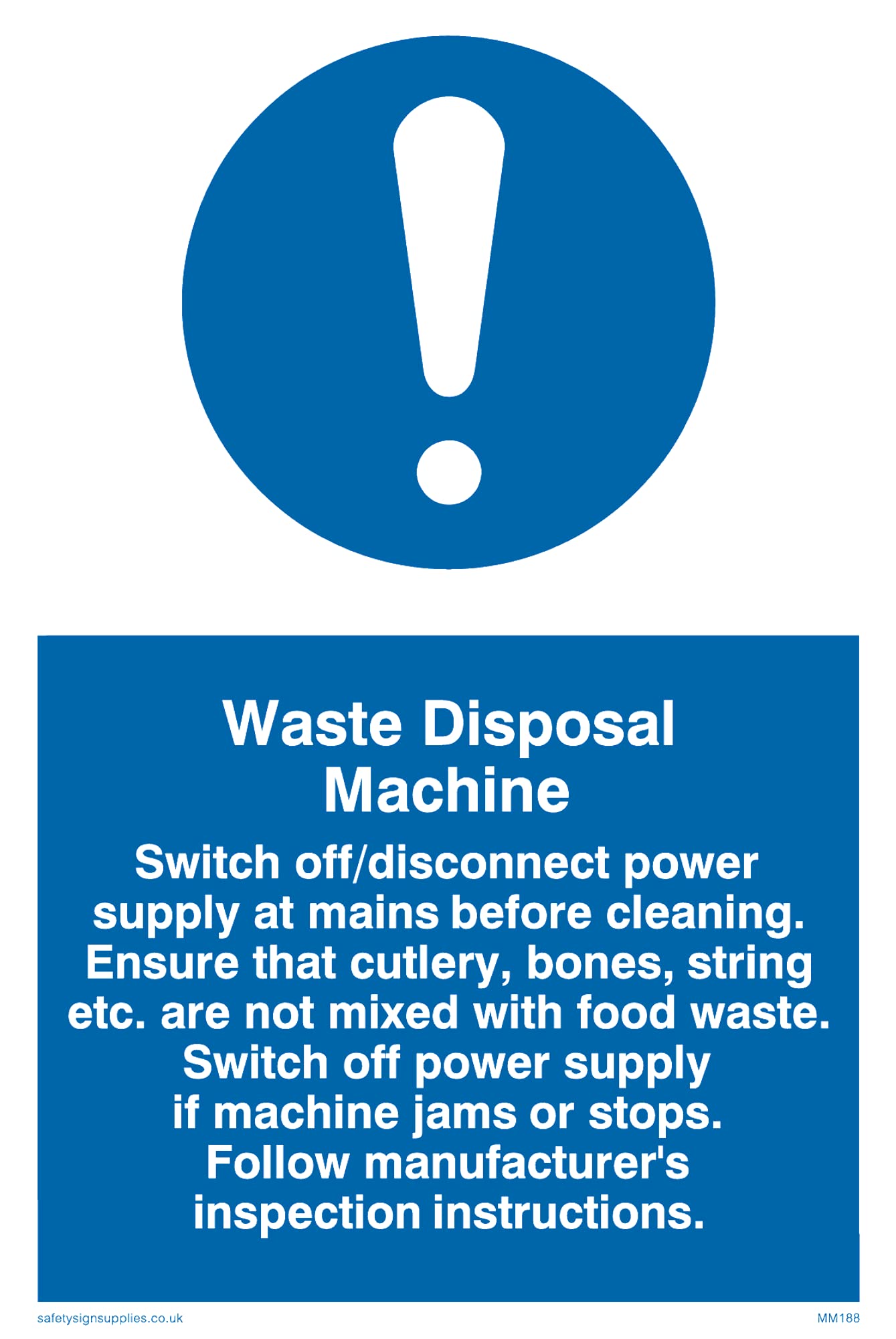 Pack of five - Waste Disposal Machine Rules Sign - 100x150mm - A6P