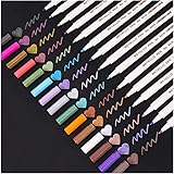 Dyvicl Metallic Marker Pens - 15 Colors Hard Fine Tip Metallic Markers for Black Paper, Adult Coloring, Card Making, Rock Pai